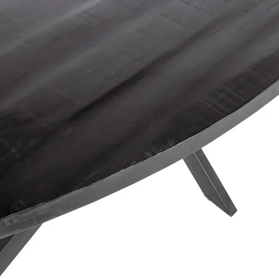 Ovale Eettafels-Giga Meubel Eettafel Ovaal 240cm - Mangohout Zwart - Matrix-Poot - Mansour