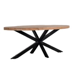 Giga Meubel Eettafel Ovaal 160cm - Mangohout Naturel - Matrix-Poot - Mansour