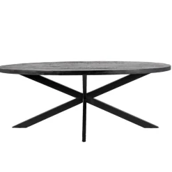 Houten Eettafels|Ovale Eettafels-Giga Meubel Eettafel Ovaal 180cm - Mangohout Zwart - Matrix-Poot - Mansour