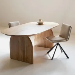Giga Meubel Eettafel Ovaal 240cm - Naturel - Mangohout - Eettafel Daan