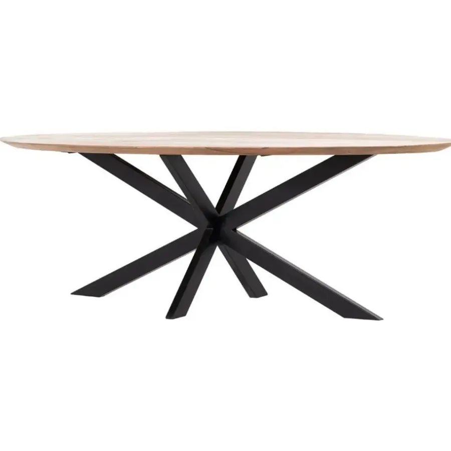 Giga Meubel Eettafel Ovaal 160cm - Naturel - Mangohout - Tafel Diamond