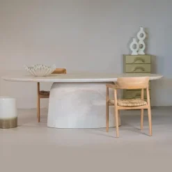 Giga Meubel Eettafel Ovaal 240cm - Naturel Betonlook - Myrna
