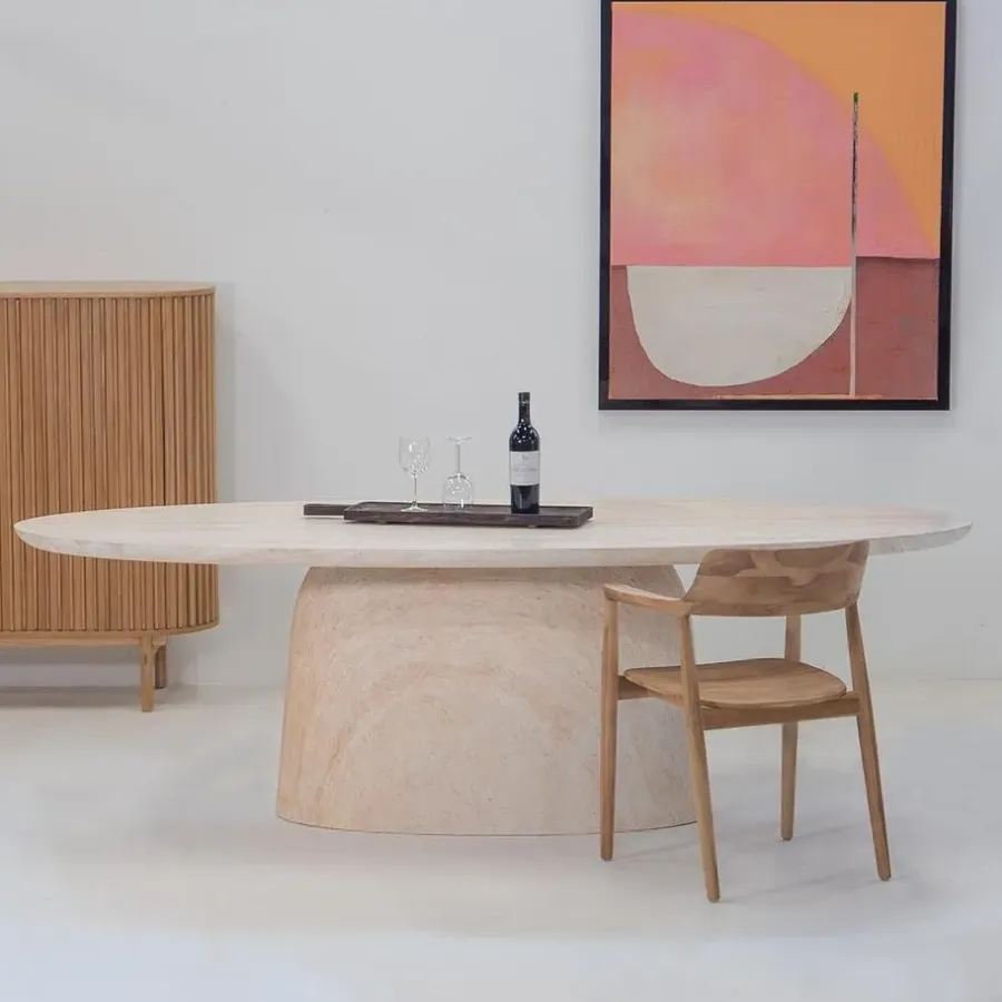Giga Meubel Eettafel Ovaal 240cm - Naturel Betonlook - Myrna
