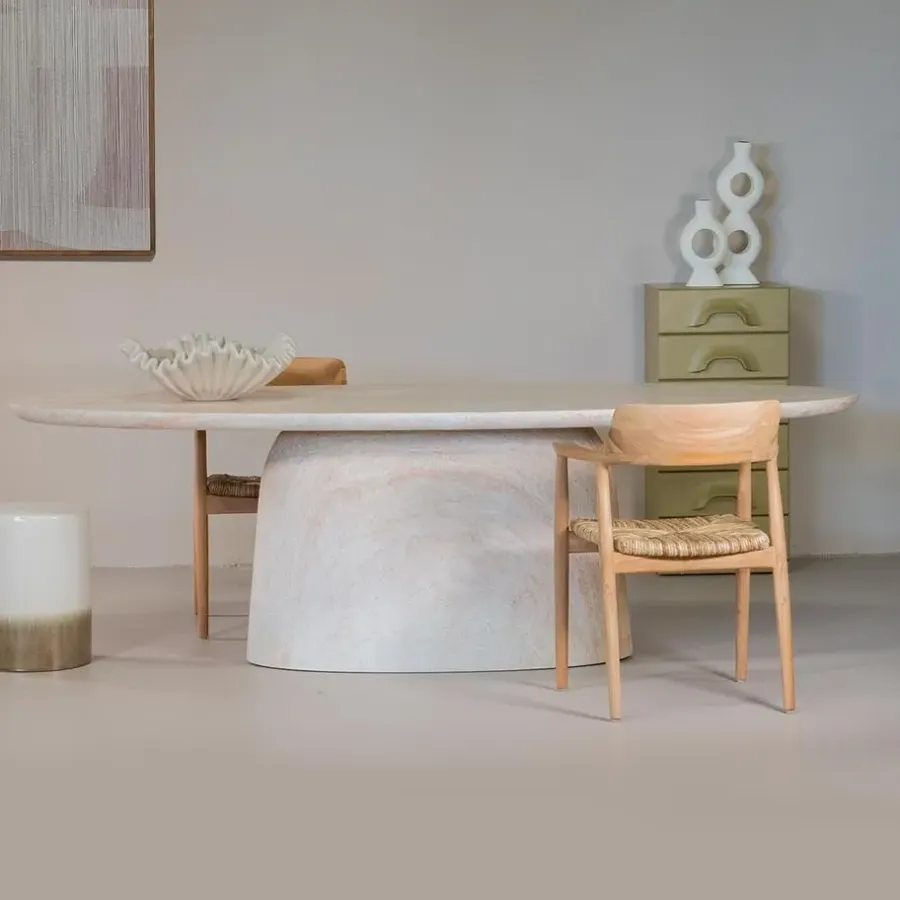 Giga Meubel Eettafel Ovaal 300cm - Naturel Betonlook - Myrna