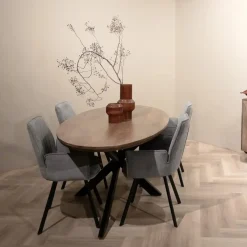Ovale Eettafels-Livingfurn Eettafel Ovaal 180cm - Naturel Mangohout - Matrix-poot - Jesper