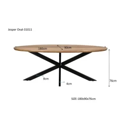 Ovale Eettafels-Livingfurn Eettafel Ovaal 180cm - Naturel Mangohout - Matrix-poot - Jesper