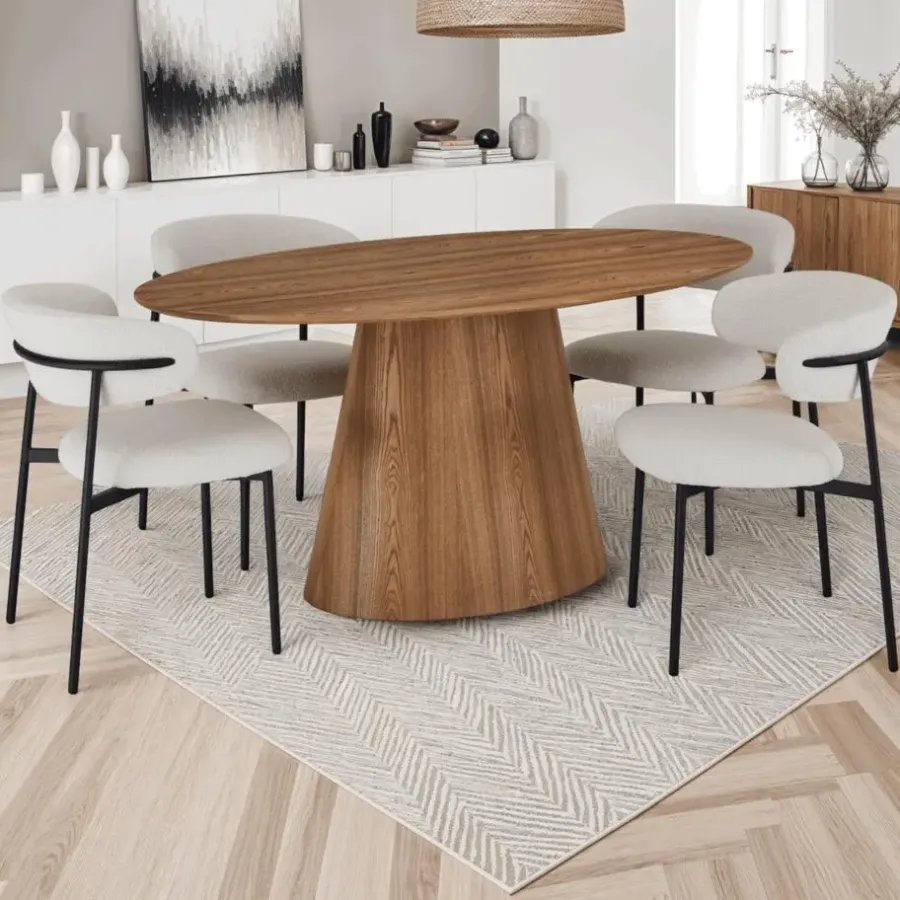 Houten Eettafels|Ovale Eettafels-Giga Living Eettafel Ovaal 160cm - Naturel Eikenhout - 4-6 Personen - Tango