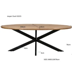 Livingfurn Eettafel Ovaal 240cm - Naturel Mangohout - Jesper