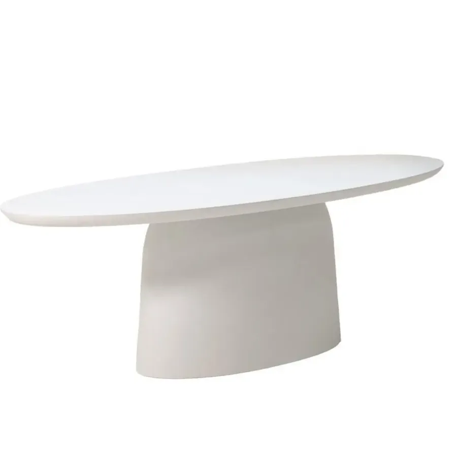 Giga Meubel Eettafel Ovaal 200cm - Wit Betonlook - Myrna