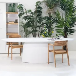 Giga Meubel Eettafel Ovaal 200cm - Wit Betonlook - Myrna