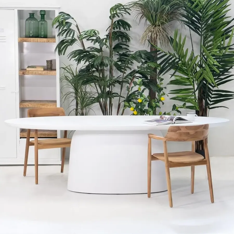 Giga Meubel Eettafel Ovaal 200cm - Wit Betonlook - Myrna