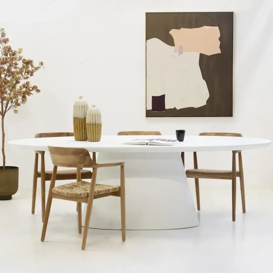 Ovale Eettafels-Giga Meubel Eettafel Ovaal 300cm - Wit Eco Composiet - Acryl Coating - Cleo