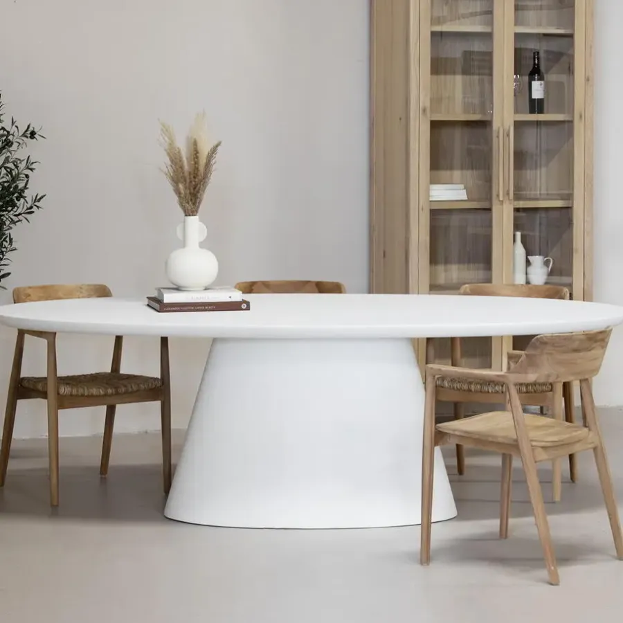 Ovale Eettafels-Giga Meubel Eettafel Ovaal 300cm - Wit Eco Composiet - Acryl Coating - Cleo