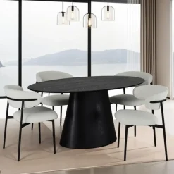Giga Living Eettafel Ovaal 160cm - Zwart Eikenhout - 4-6 Personen - Tango