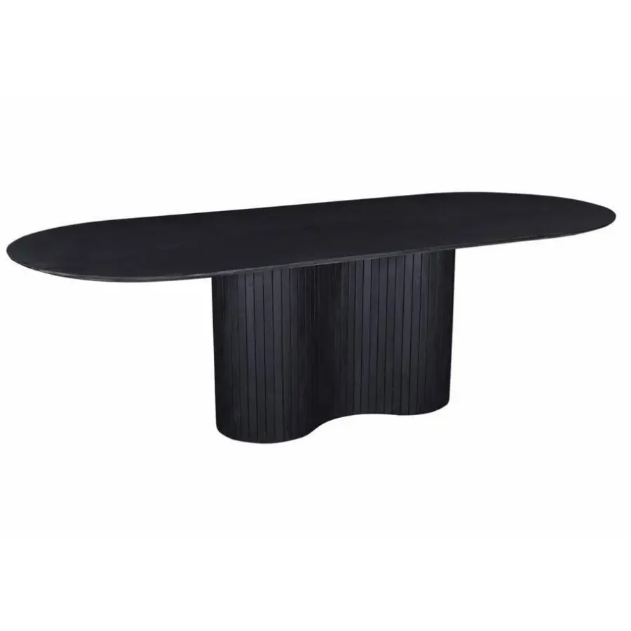 Giga Meubel Eettafel Ovaal 200cm - Zwart - Hout - Eettafel Ava