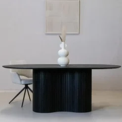 Giga Meubel Eettafel Ovaal 200cm - Zwart - Hout - Eettafel Ava