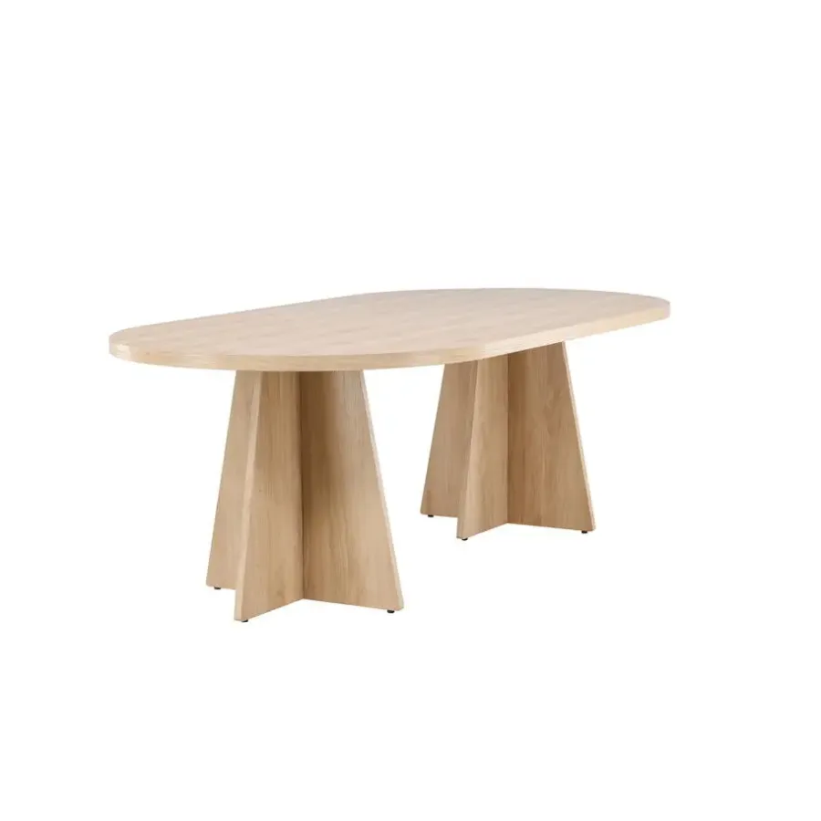 Ovale Eettafels-Fjôrd Eettafel Ovaal Naturel 220cm - Fineer - Scandinavisch - Tafel Bootcut
