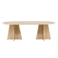 Ovale Eettafels-Fjôrd Eettafel Ovaal Naturel 220cm - Fineer - Scandinavisch - Tafel Bootcut