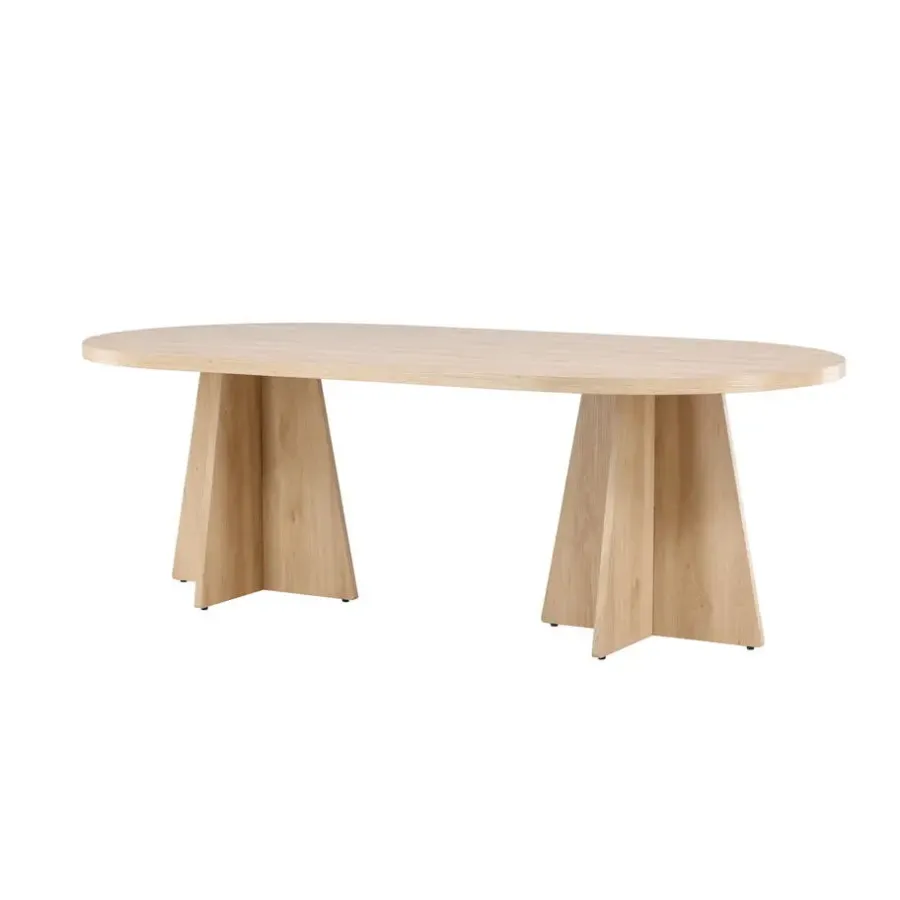Ovale Eettafels-Fjôrd Eettafel Ovaal Naturel 220cm - Fineer - Scandinavisch - Tafel Bootcut