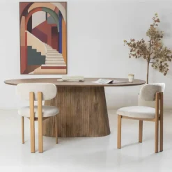 Ovale Eettafels-Giga Meubel Eettafel Ovaal Naturel Hout - 240x110x76cm - Salvador