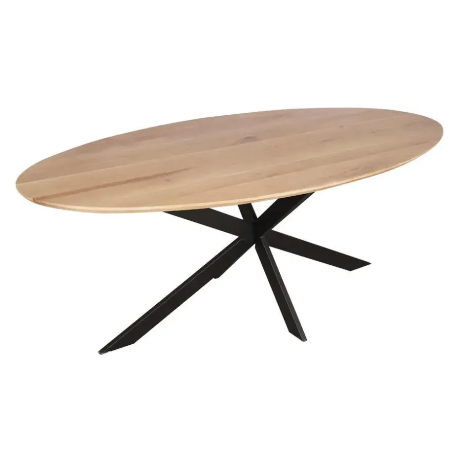 Houten Eettafels|Ovale Eettafels-StarFurn Eettafel Ovaal Naturel Hout - 180x90x76cm - Ferris