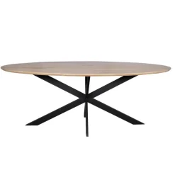 Houten Eettafels|Ovale Eettafels-StarFurn Eettafel Ovaal Naturel Hout - 180x90x76cm - Ferris