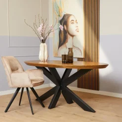StarFurn Eettafel Ovaal Naturel Mangohout - 160x90x76cm - Brandy
