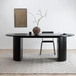Fjôrd Eettafel Ovaal Zwart 200cm - Fineer - Scandinavisch