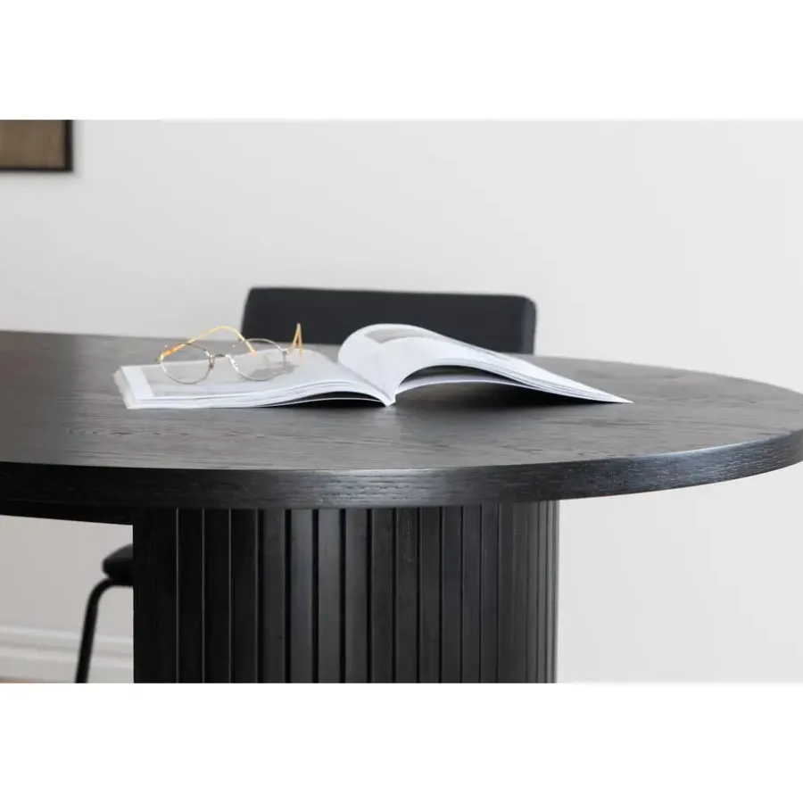 Fjôrd Eettafel Ovaal Zwart 200cm - Fineer - Scandinavisch