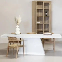 Rechthoekige Eettafels-Giga Meubel Eettafel Rechthoek 160cm - Wit Eco Composiet - Acryl Coating - Avia