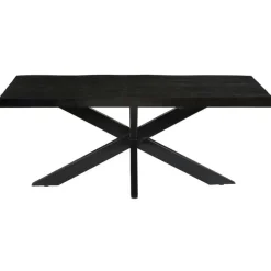 Rechthoekige Eettafels|Industriële Eettafels-Livingfurn Eettafel Rechthoek 200cm - Zwart Mangohout - 4-6 personen - Norris