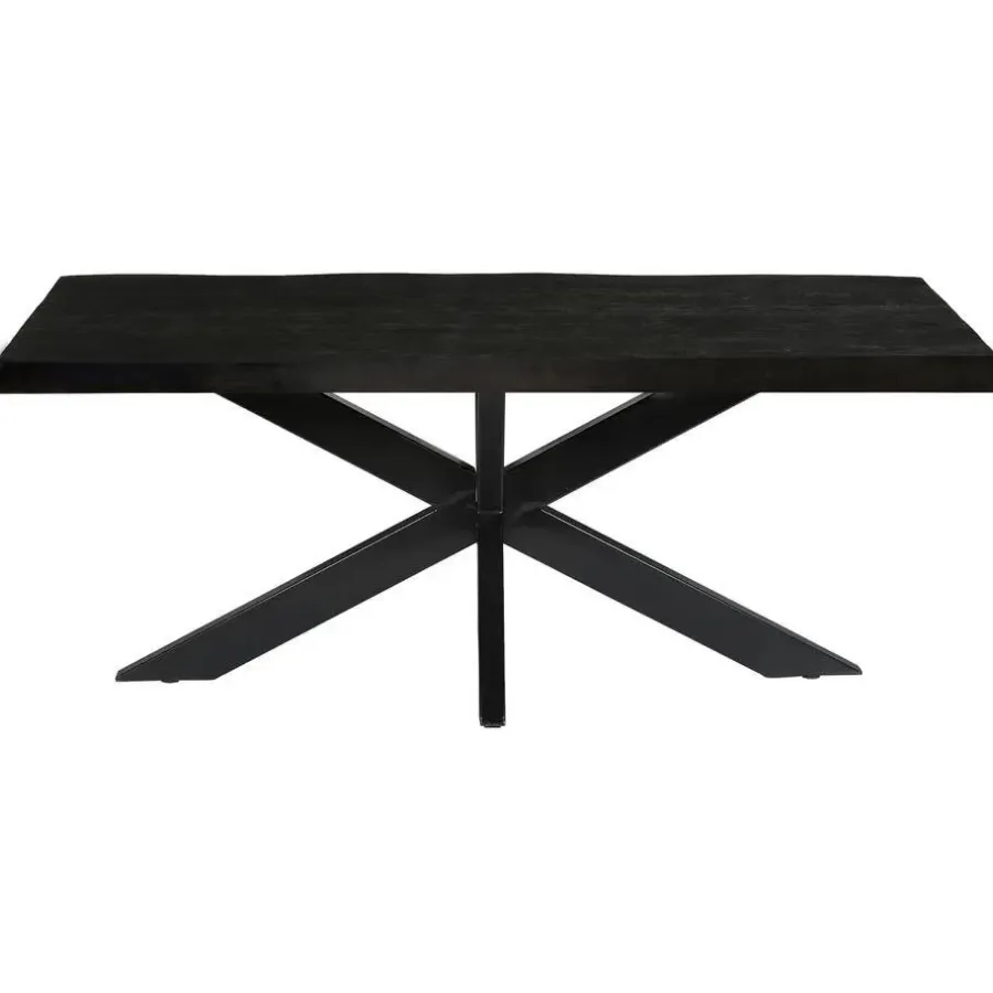 Rechthoekige Eettafels|Industriële Eettafels-Livingfurn Eettafel Rechthoek 200cm - Zwart Mangohout - 4-6 personen - Norris