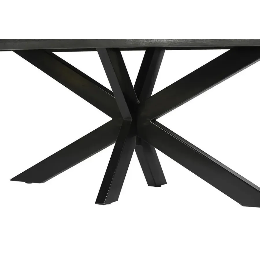 Rechthoekige Eettafels|Industriële Eettafels-Livingfurn Eettafel Rechthoek 200cm - Zwart Mangohout - 4-6 personen - Norris
