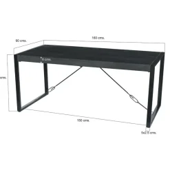 Livingfurn Eettafel Rechthoek 160cm - Zwart Mangohout - 2-4 personen - Norris