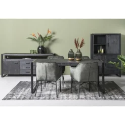 Livingfurn Eettafel Rechthoek 160cm - Zwart Mangohout - 2-4 personen - Norris