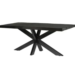 Rechthoekige Eettafels|Industriële Eettafels-Livingfurn Eettafel Rechthoek 180cm - Zwart Mangohout - 2-4 personen - Norris