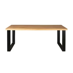 Industriële Eettafels-StarFurn Eettafel Rechthoek Mangohout - U-Poot - 220x100x76cm - Denver