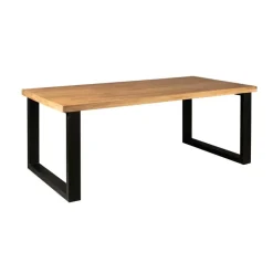 Industriële Eettafels-StarFurn Eettafel Rechthoek Mangohout - U-Poot - 220x100x76cm - Denver