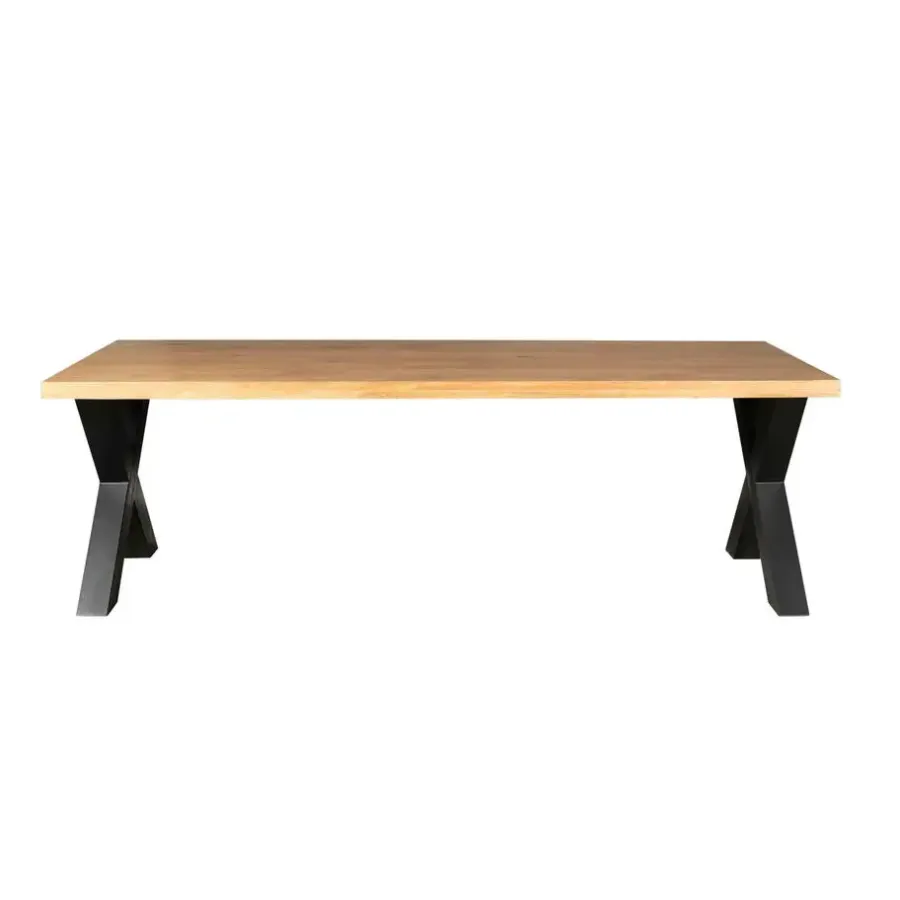 StarFurn Eettafel Rechthoek Mangohout - X-Poot - 220x100x76cm - Denver