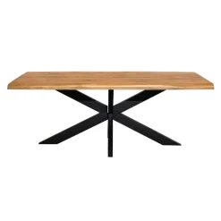 Industriële Eettafels-StarFurn Eettafel Rechthoek Naturel Hout - 240x100x76cm - Denver