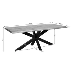 StarFurn Eettafel Rechthoek Naturel Hout - 180x90x76cm - Denver