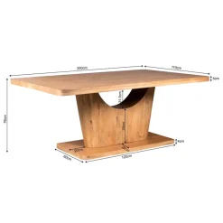 StarFurn Eettafel Rechthoek Naturel Hout - 200x110x76cm - Voco