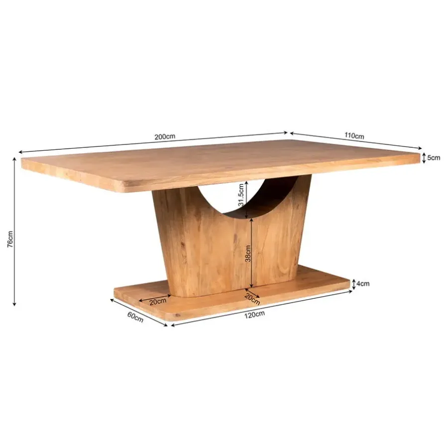 StarFurn Eettafel Rechthoek Naturel Hout - 200x110x76cm - Voco