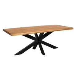 Industriële Eettafels-StarFurn Eettafel Rechthoek Naturel Hout - 200x100x76cm - Denver