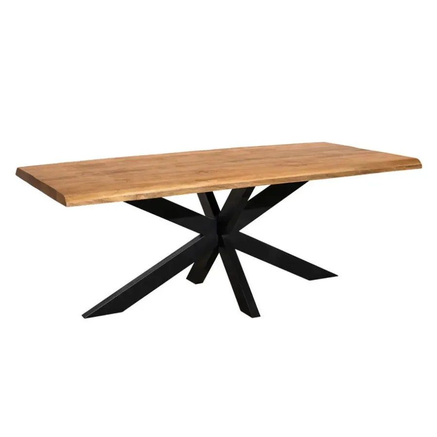 Industriële Eettafels-StarFurn Eettafel Rechthoek Naturel Hout - 200x100x76cm - Denver