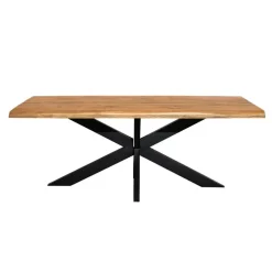 Industriële Eettafels-StarFurn Eettafel Rechthoek Naturel Hout - 200x100x76cm - Denver