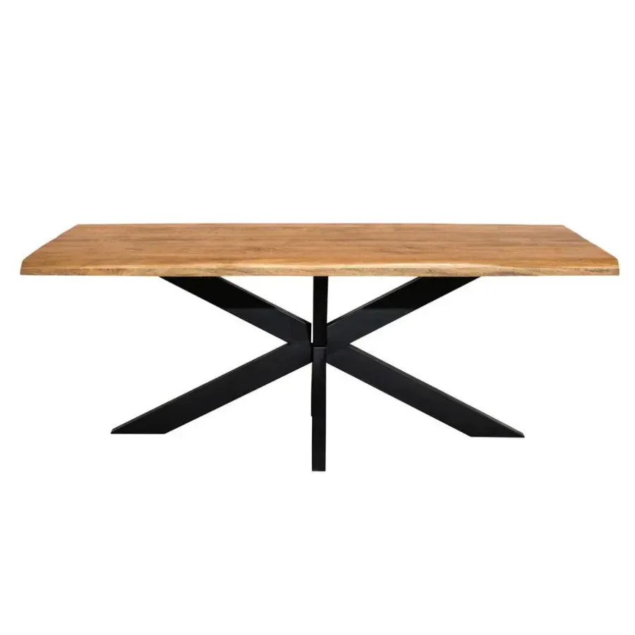 Industriële Eettafels-StarFurn Eettafel Rechthoek Naturel Hout - 200x100x76cm - Denver