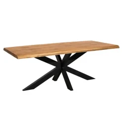 Rechthoekige Eettafels|Industriële Eettafels-StarFurn Eettafel Rechthoek Naturel Hout - 160x90x76cm - Denver