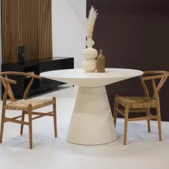 Giga Meubel Eettafel Rond 120cm - Beige - Betonlook - Eettafel Sep