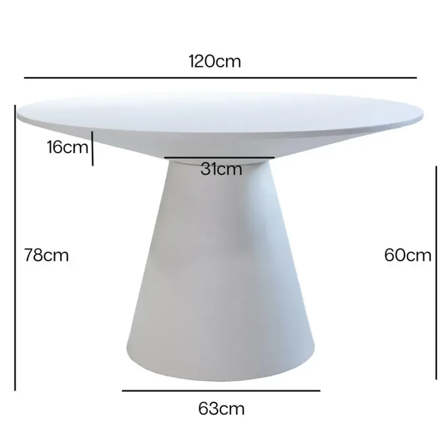 Giga Meubel Eettafel Rond 120cm - Beige - Betonlook - Eettafel Sep